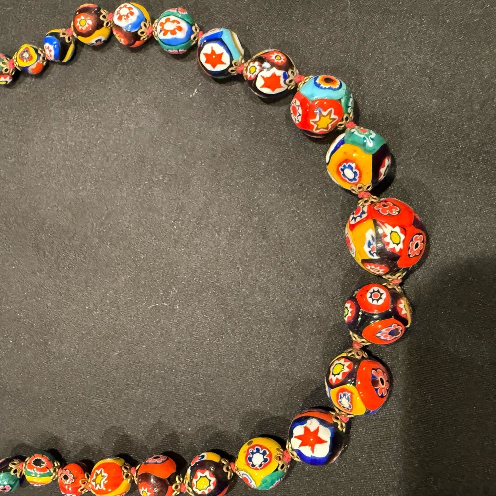 Vintage ERCOLE MORETTI Murano Glass Graduated Bead Millefiori Stunning Necklace - Picture 6 of 16